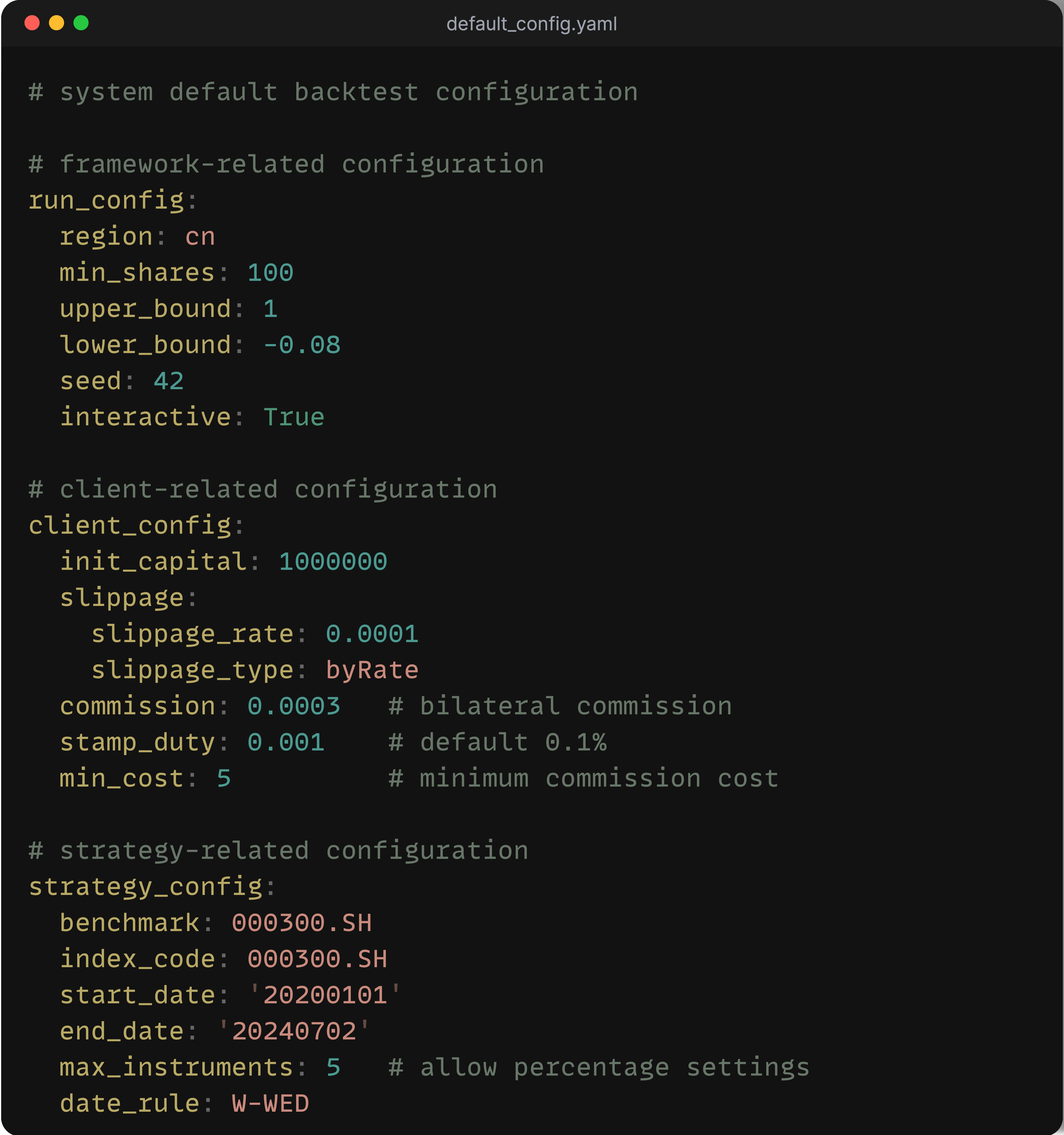 Configure strategy parameters